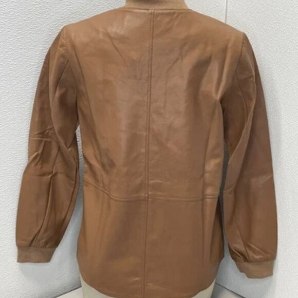 NEW BYRD Womens Varsity Jacket Brown Size S Sierra Lightweight Button Snap - Picture 2 of 7